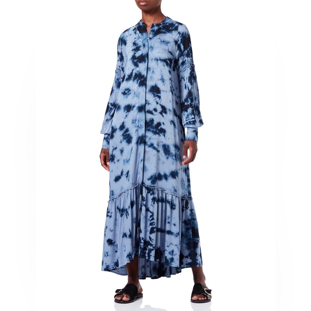 Replay Long Sleeve Blue Tie-Dye Dress